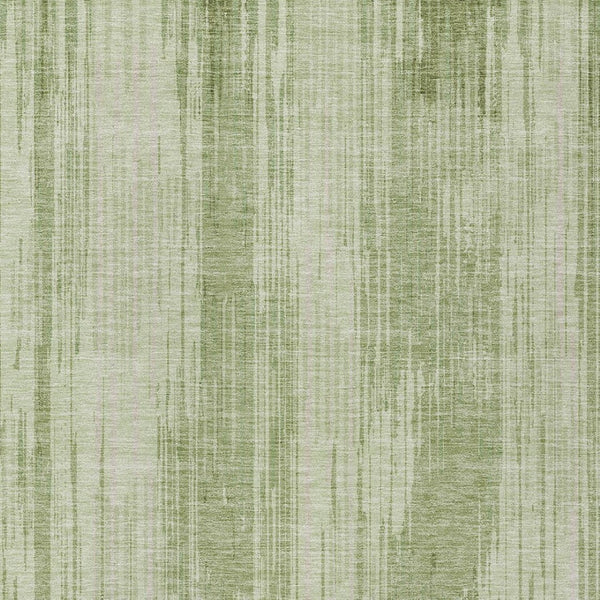 Homeroots 3' Artichoke Green And Ivory Striped Washable Area Rug For Indoor Or Outdoor Spaces, Durable Design 5' X 8' Polyester 593037