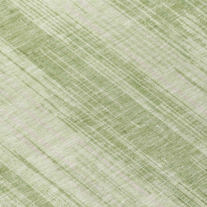 Homeroots 3' Artichoke Green And Ivory Striped Washable Area Rug For Indoor Or Outdoor Spaces, Durable Design 8' Round Polyester 593038