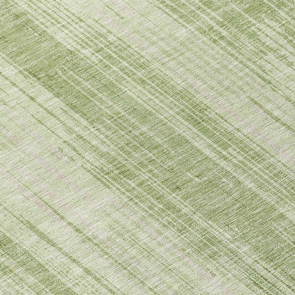 Homeroots 3' Artichoke Green And Ivory Striped Washable Area Rug For Indoor Or Outdoor Spaces, Durable Design 8' Round Polyester 593038