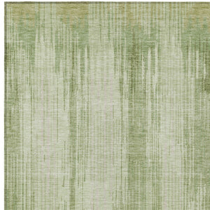 Homeroots 3' Artichoke Green And Ivory Striped Washable Area Rug For Indoor Or Outdoor Spaces, Durable Design 8' X 10' Polyester 593039