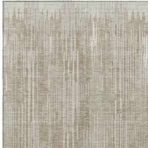 Homeroots 3' Artichoke Green And Ivory Striped Washable Area Rug For Indoor Or Outdoor Spaces, Durable Design 3' X 5' Polyester 593042