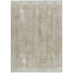 Homeroots 3' Artichoke Green And Ivory Striped Washable Area Rug For Indoor Or Outdoor Spaces, Durable Design 5' X 8' Polyester 593043