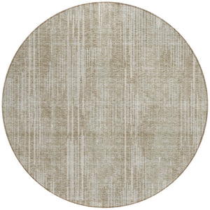 Homeroots 3' Artichoke Green And Ivory Striped Washable Area Rug For Indoor Or Outdoor Spaces, Durable Design 8' Round Polyester 593044