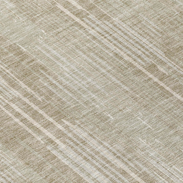 Homeroots 3' Artichoke Green And Ivory Striped Washable Area Rug For Indoor Or Outdoor Spaces, Durable Design 8' Round Polyester 593044