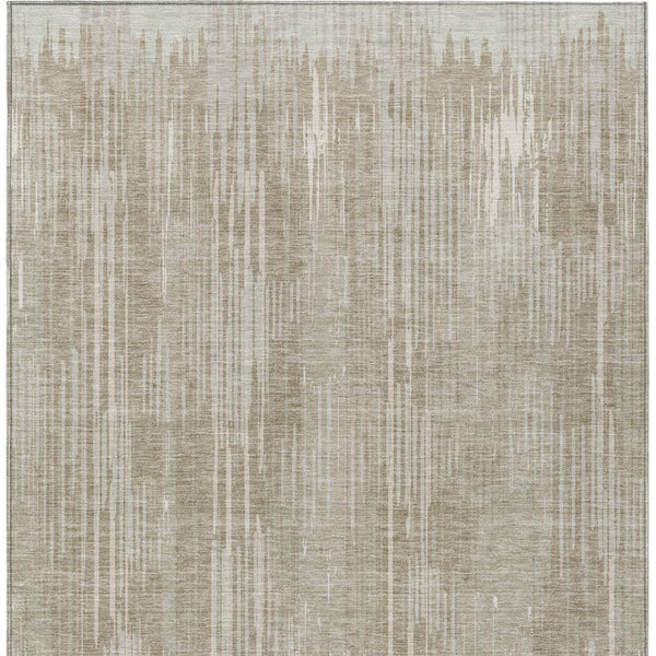 Homeroots 3' Artichoke Green And Ivory Striped Washable Area Rug For Indoor Or Outdoor Spaces, Durable Design 9' X 12' Polyester 593046