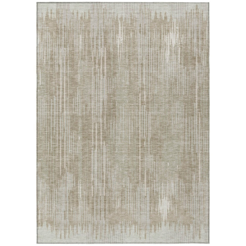 HomeRoots 9' Beige and Ivory Striped Area Rug - Stylish, Washable, Durable for Indoor and Outdoor Spaces 9' X 12' 593046