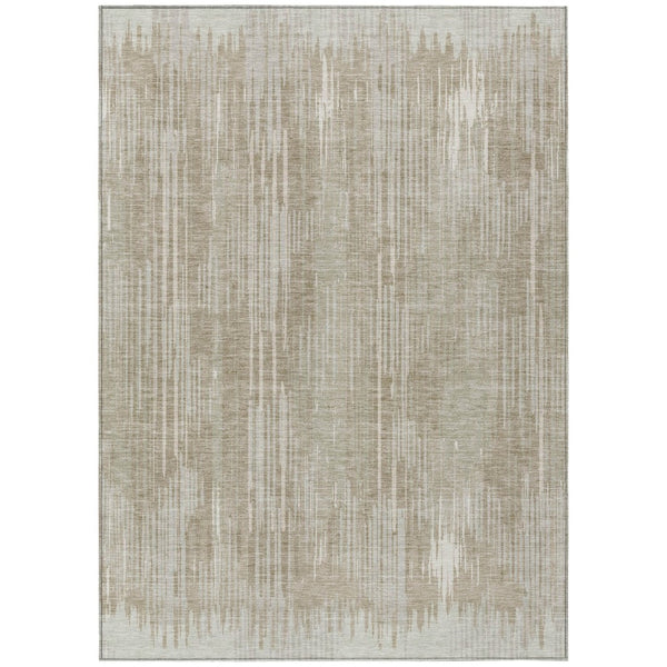 HomeRoots 9' Beige and Ivory Striped Area Rug - Stylish, Washable, Durable for Indoor and Outdoor Spaces 9' X 12' 593046