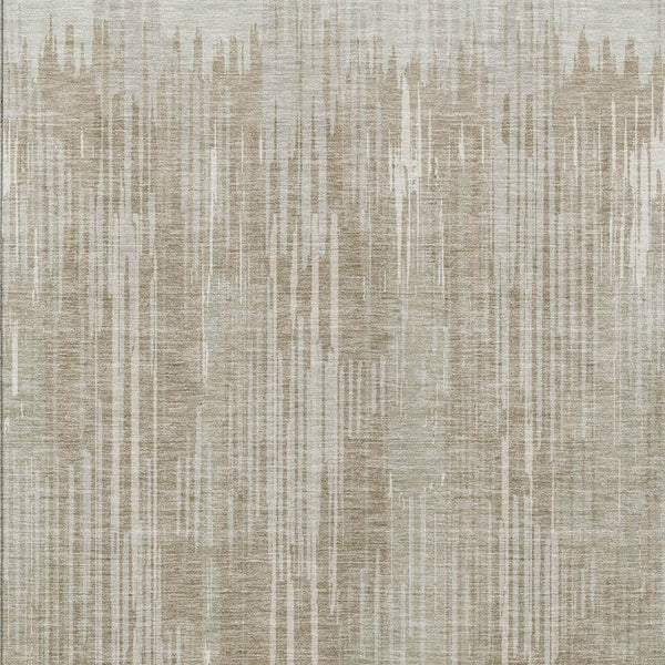 Homeroots 3' Artichoke Green And Ivory Striped Washable Area Rug For Indoor Or Outdoor Spaces, Durable Design 10' X 14' Polyester 593047