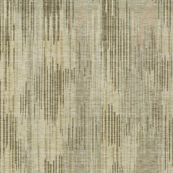 Homeroots 3' Artichoke Green And Ivory Striped Washable Area Rug For Indoor Or Outdoor Spaces, Durable Design 3' X 5' Polyester 593048