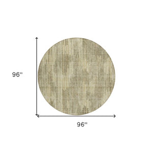 Homeroots 3' Artichoke Green And Ivory Striped Washable Area Rug For Indoor Or Outdoor Spaces, Durable Design 8' Round Polyester 593050