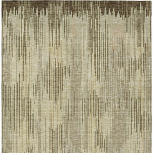 Homeroots 3' Artichoke Green And Ivory Striped Washable Area Rug For Indoor Or Outdoor Spaces, Durable Design 8' X 10' Polyester 593051