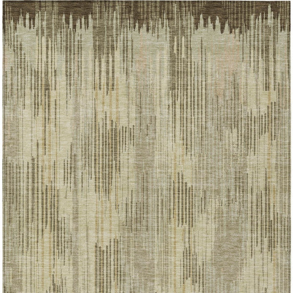 Homeroots 3' Artichoke Green And Ivory Striped Washable Area Rug For Indoor Or Outdoor Spaces, Durable Design 8' X 10' Polyester 593051