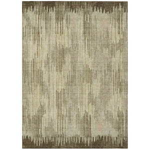 HomeRoots 9' Brown and Green Striped Washable Area Rug for Indoor and Outdoor Spaces, Durable & Stylish Design 9' X 12' 593052