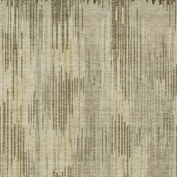 Homeroots 3' Artichoke Green And Ivory Striped Washable Area Rug For Indoor Or Outdoor Spaces, Durable Design 9' X 12' Polyester 593052