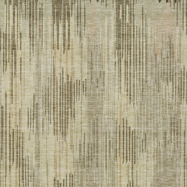 Homeroots 3' Artichoke Green And Ivory Striped Washable Area Rug For Indoor Or Outdoor Spaces, Durable Design 10' X 14' Polyester 593053