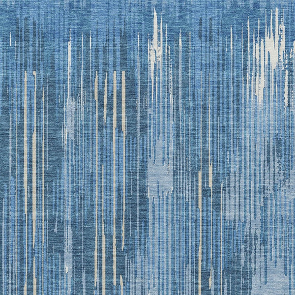 Homeroots 3' Artichoke Green And Ivory Striped Washable Area Rug For Indoor Or Outdoor Spaces, Durable Design 5' X 8' Polyester 593055