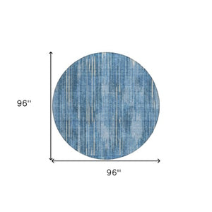 Homeroots 3' Artichoke Green And Ivory Striped Washable Area Rug For Indoor Or Outdoor Spaces, Durable Design 8' Round Polyester 593056