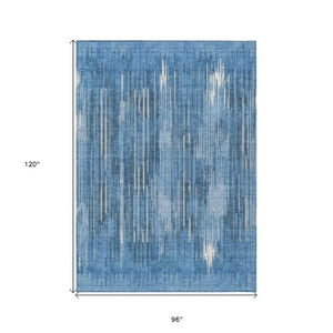 Homeroots 3' Artichoke Green And Ivory Striped Washable Area Rug For Indoor Or Outdoor Spaces, Durable Design 8' X 10' Polyester 593057