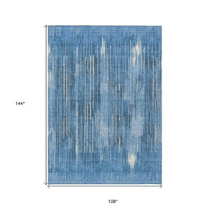 Homeroots 3' Artichoke Green And Ivory Striped Washable Area Rug For Indoor Or Outdoor Spaces, Durable Design 9' X 12' Polyester 593058