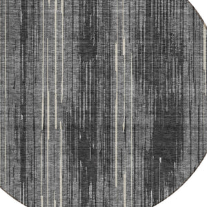 Homeroots 3' Artichoke Green And Ivory Striped Washable Area Rug For Indoor Or Outdoor Spaces, Durable Design 8' Round Polyester 593062