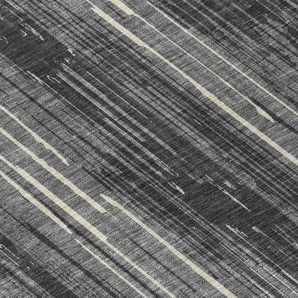 Homeroots 3' Artichoke Green And Ivory Striped Washable Area Rug For Indoor Or Outdoor Spaces, Durable Design 8' Round Polyester 593062