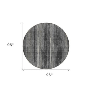 Homeroots 3' Artichoke Green And Ivory Striped Washable Area Rug For Indoor Or Outdoor Spaces, Durable Design 8' Round Polyester 593062