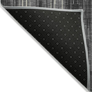 Homeroots 3' Artichoke Green And Ivory Striped Washable Area Rug For Indoor Or Outdoor Spaces, Durable Design 8' X 10' Polyester 593063