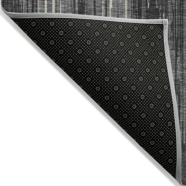 Homeroots 3' Artichoke Green And Ivory Striped Washable Area Rug For Indoor Or Outdoor Spaces, Durable Design 8' X 10' Polyester 593063