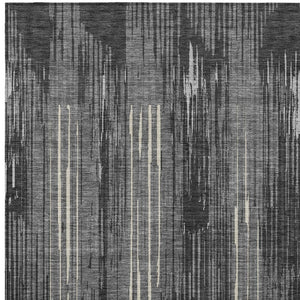 Homeroots 3' Artichoke Green And Ivory Striped Washable Area Rug For Indoor Or Outdoor Spaces, Durable Design 10' X 14' Polyester 593065