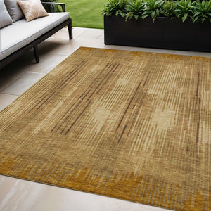 HomeRoots 5' Copper and Brown Striped Area Rug - Stylish, Durable, Washable for Indoor and Outdoor Use 5' X 8' 593067