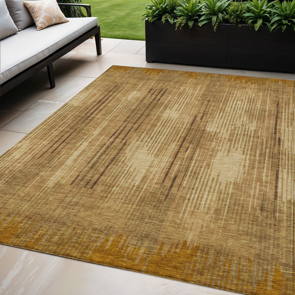 HomeRoots 5' Copper and Brown Striped Area Rug - Stylish, Durable, Washable for Indoor and Outdoor Use 5' X 8' 593067