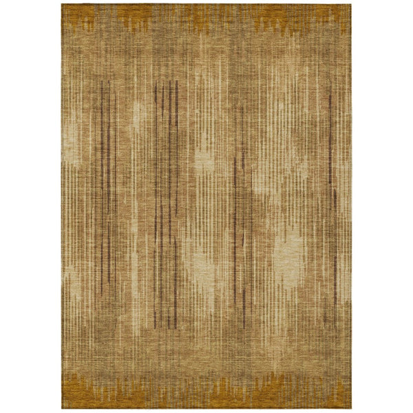 HomeRoots 5' Copper and Brown Striped Area Rug - Stylish, Durable, Washable for Indoor and Outdoor Use 5' X 8' 593067