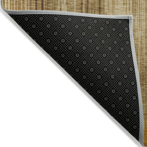 Homeroots 3' Artichoke Green And Ivory Striped Washable Area Rug For Indoor Or Outdoor Spaces, Durable Design 5' X 8' Polyester 593067