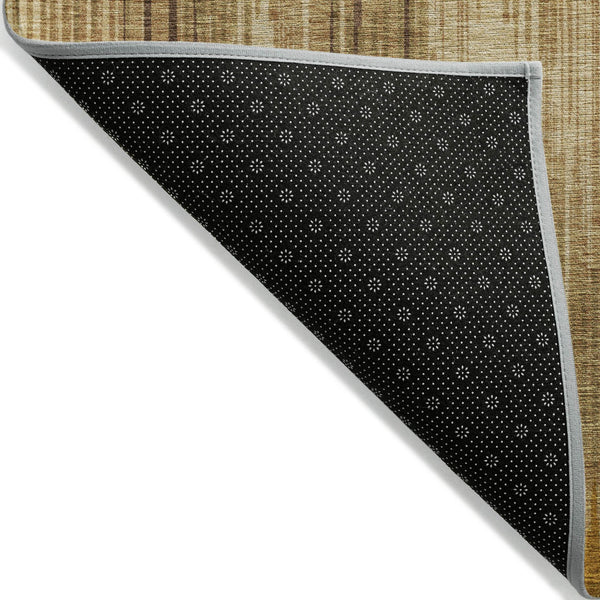 Homeroots 3' Artichoke Green And Ivory Striped Washable Area Rug For Indoor Or Outdoor Spaces, Durable Design 5' X 8' Polyester 593067