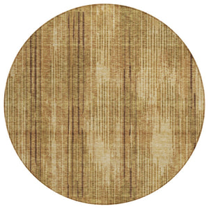 HomeRoots 5' Copper and Brown Striped Area Rug - Stylish, Durable, Washable for Indoor and Outdoor Use 8' Round 593068