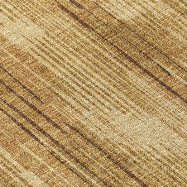 Homeroots 3' Artichoke Green And Ivory Striped Washable Area Rug For Indoor Or Outdoor Spaces, Durable Design 8' Round Polyester 593068