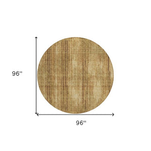 Homeroots 3' Artichoke Green And Ivory Striped Washable Area Rug For Indoor Or Outdoor Spaces, Durable Design 8' Round Polyester 593068