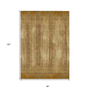 Homeroots 3' Artichoke Green And Ivory Striped Washable Area Rug For Indoor Or Outdoor Spaces, Durable Design 8' X 10' Polyester 593069