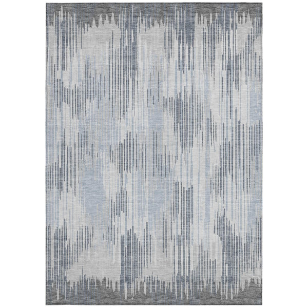 Homeroots 3' Artichoke Green And Ivory Striped Washable Area Rug For Indoor Or Outdoor Spaces, Durable Design 5' X 8' Polyester 593073