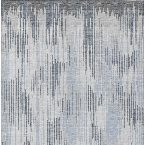 Homeroots 3' Artichoke Green And Ivory Striped Washable Area Rug For Indoor Or Outdoor Spaces, Durable Design 5' X 8' Polyester 593073