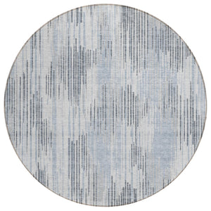 HomeRoots 5' Gray and Ivory Striped Indoor Outdoor Area Rug - Stylish, Washable, Durable for Every Space 8' Round 593074