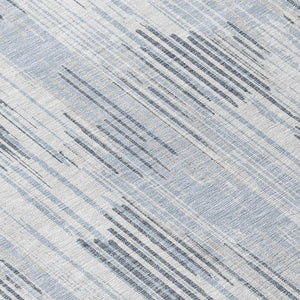 Homeroots 3' Artichoke Green And Ivory Striped Washable Area Rug For Indoor Or Outdoor Spaces, Durable Design 8' Round Polyester 593074