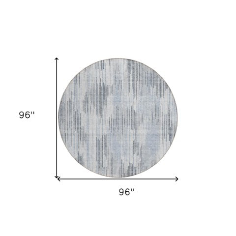 Homeroots 3' Artichoke Green And Ivory Striped Washable Area Rug For Indoor Or Outdoor Spaces, Durable Design 8' Round Polyester 593074