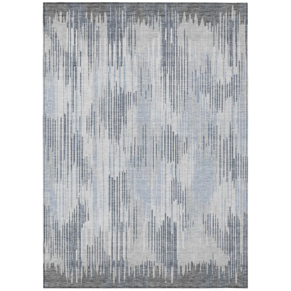 HomeRoots 5' Gray and Ivory Striped Indoor Outdoor Area Rug - Stylish, Washable, Durable for Every Space 8' X 10' 593075