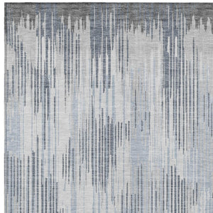 Homeroots 3' Artichoke Green And Ivory Striped Washable Area Rug For Indoor Or Outdoor Spaces, Durable Design 9' X 12' Polyester 593076