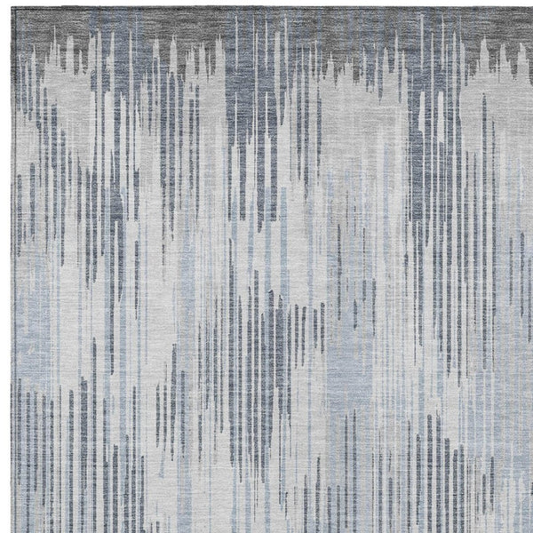 Homeroots 3' Artichoke Green And Ivory Striped Washable Area Rug For Indoor Or Outdoor Spaces, Durable Design 9' X 12' Polyester 593076