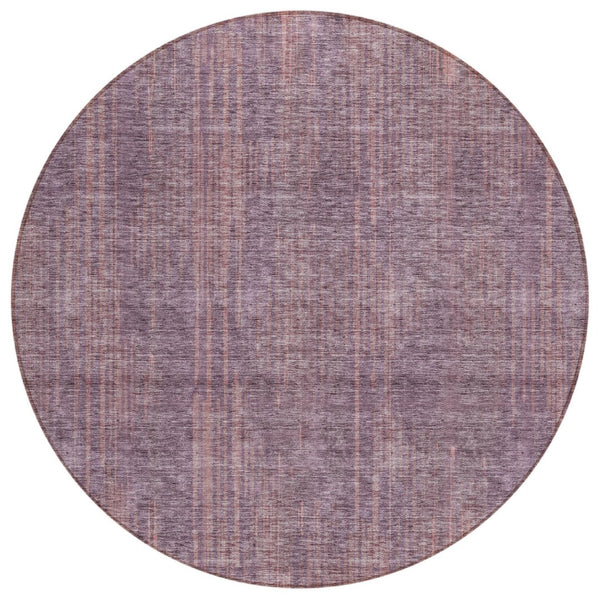 HomeRoots 5' Striped Mauve and Dark Purple Indoor Outdoor Rug – Durable, Machine Washable, Stylish Comfort 8' Round 593080