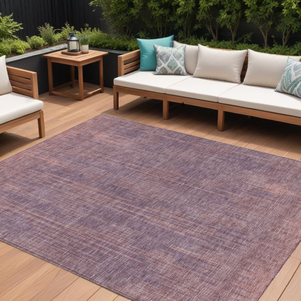 HomeRoots 9' Stylish Mauve and Dark Purple Striped Washable Area Rug for Indoor and Outdoor Durability 9' X 12' 593082
