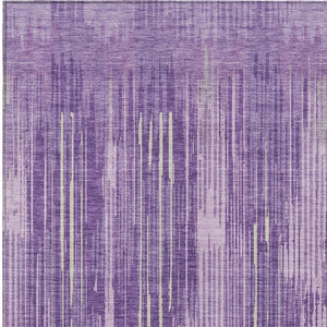 Homeroots 3' Artichoke Green And Ivory Striped Washable Area Rug For Indoor Or Outdoor Spaces, Durable Design 5' X 8' Polyester 593085