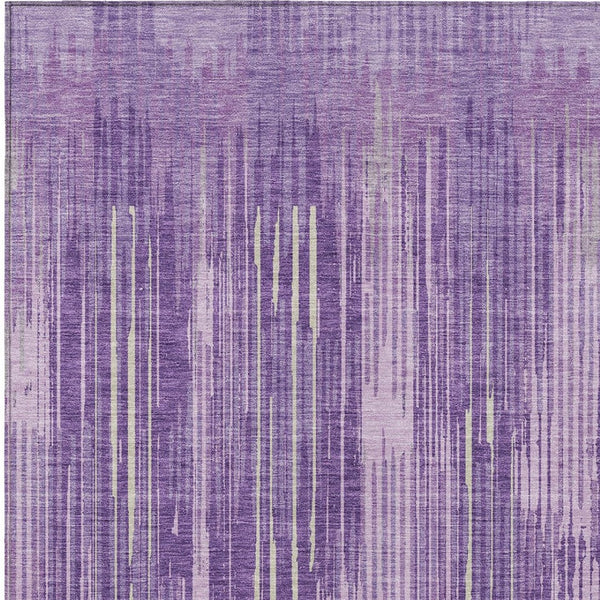 Homeroots 3' Artichoke Green And Ivory Striped Washable Area Rug For Indoor Or Outdoor Spaces, Durable Design 5' X 8' Polyester 593085